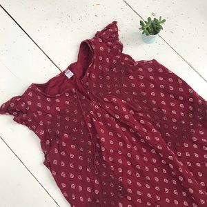Old Navy Maroon Floral Embroidered Dress